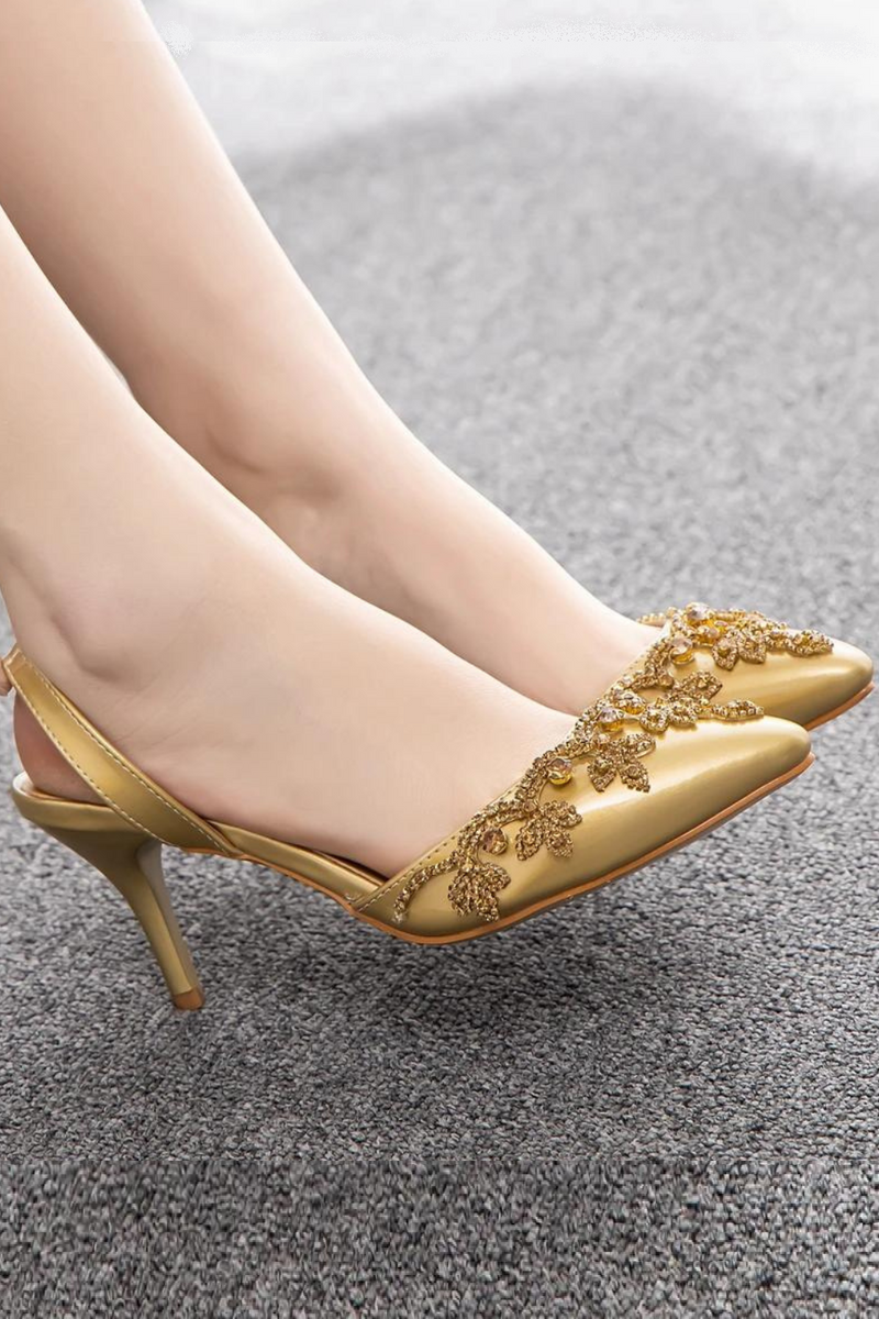 Sandals Banquet Dress Sexy Bride Wedding Shoes Gold Summer Ladies Pointed Shallow Mouth Stiletto High Heels