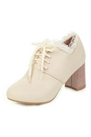 Female Pumps Round Toe Heels 7cm Lace Up Soft Women Shoes
