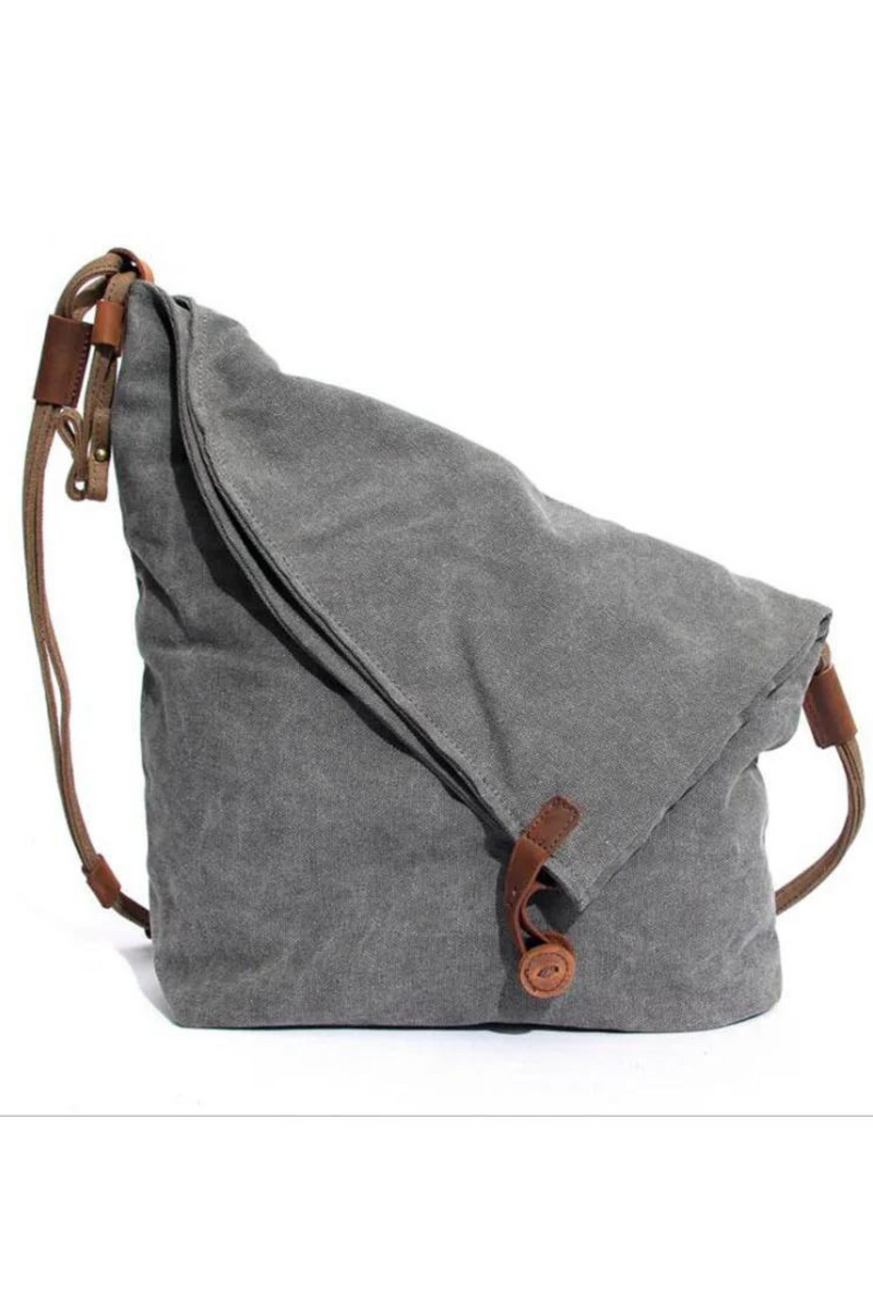Canvas Leather Shoulder Bag For Women Large Capacity Female Message Bag Soft Foldable Women