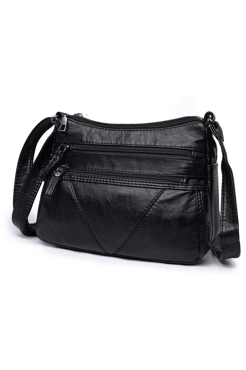 Women Soft Bag Leather Shoulder Bag Black Washed Leather Crossbody Bag Ladies Purse Handbag Small Bag