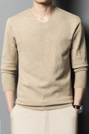 Autumn Winter Solid Sweater Men Business Elastic Knitting Pullover Slim