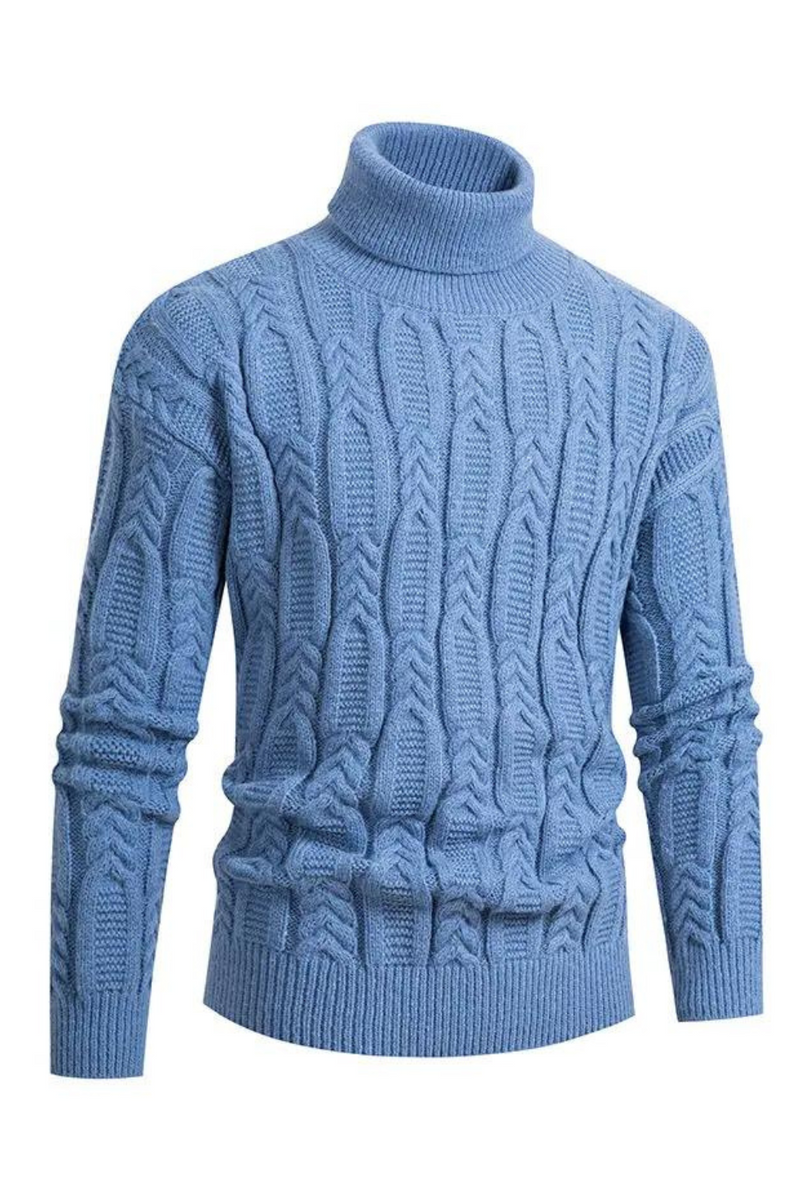Turtleneck Jacquard Sweater Men Vintage Warm Solid Pullover Warm Pull Marque Luxe Sweater