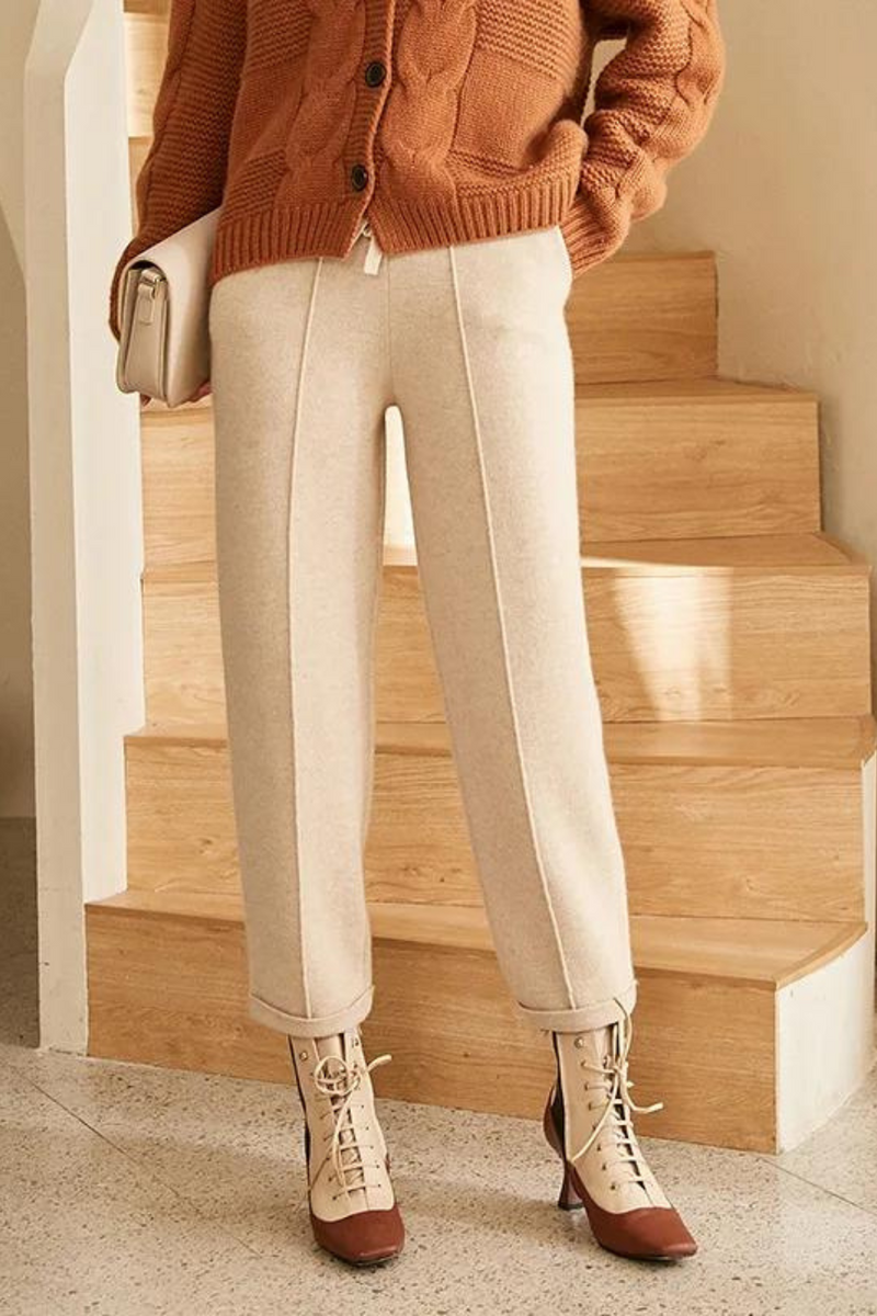 Cashmere white black brown beige Ankle-length pants Women thicken spring pants