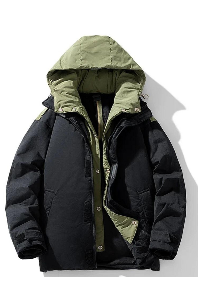 Waterproof Down Jacket Men Winter Puffer Jacket Coats Male Winter Hooded Down Coat Camping Jackets Black