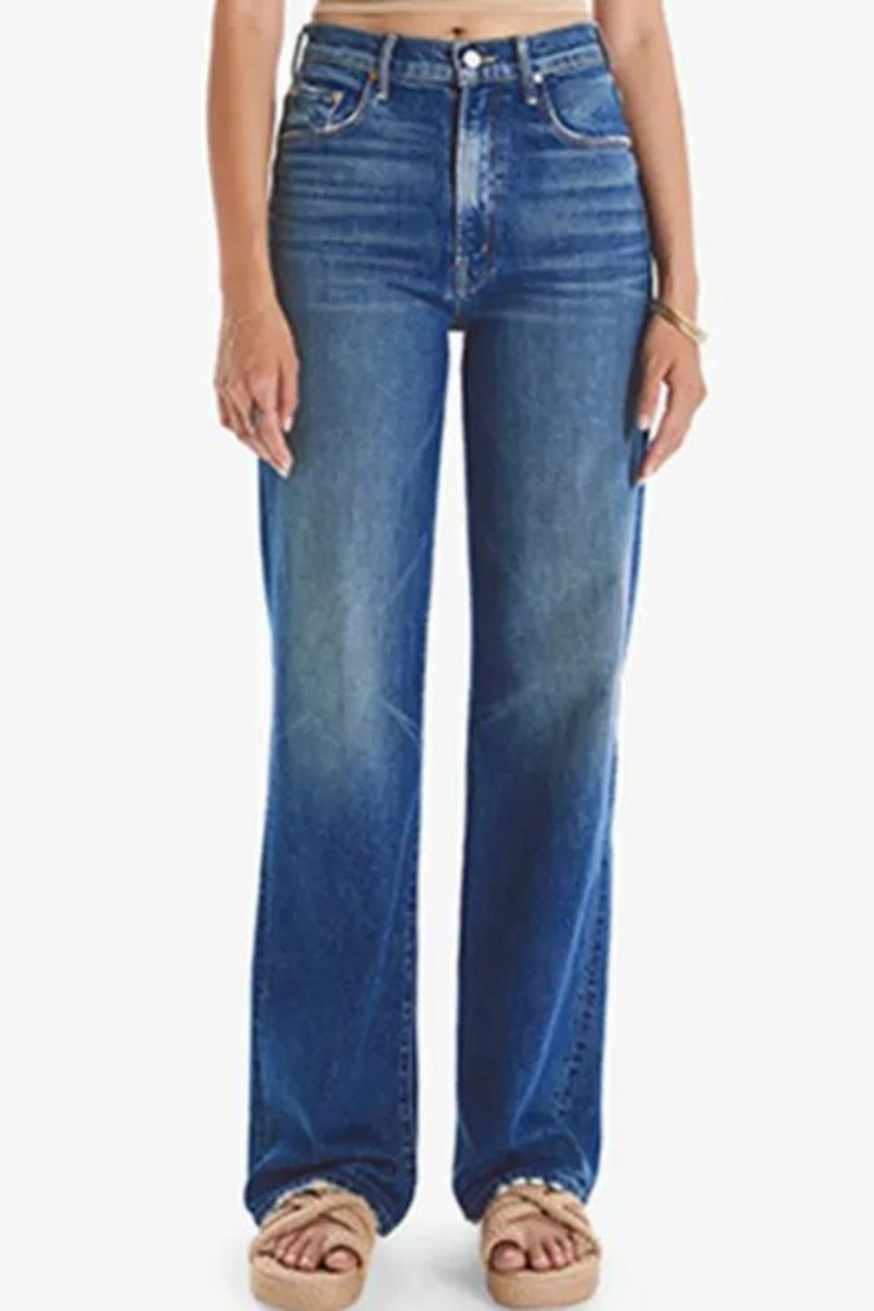 Women's Loose Jeans High Waist Zipper Fly Ladies Wide Leg Denim Trousers