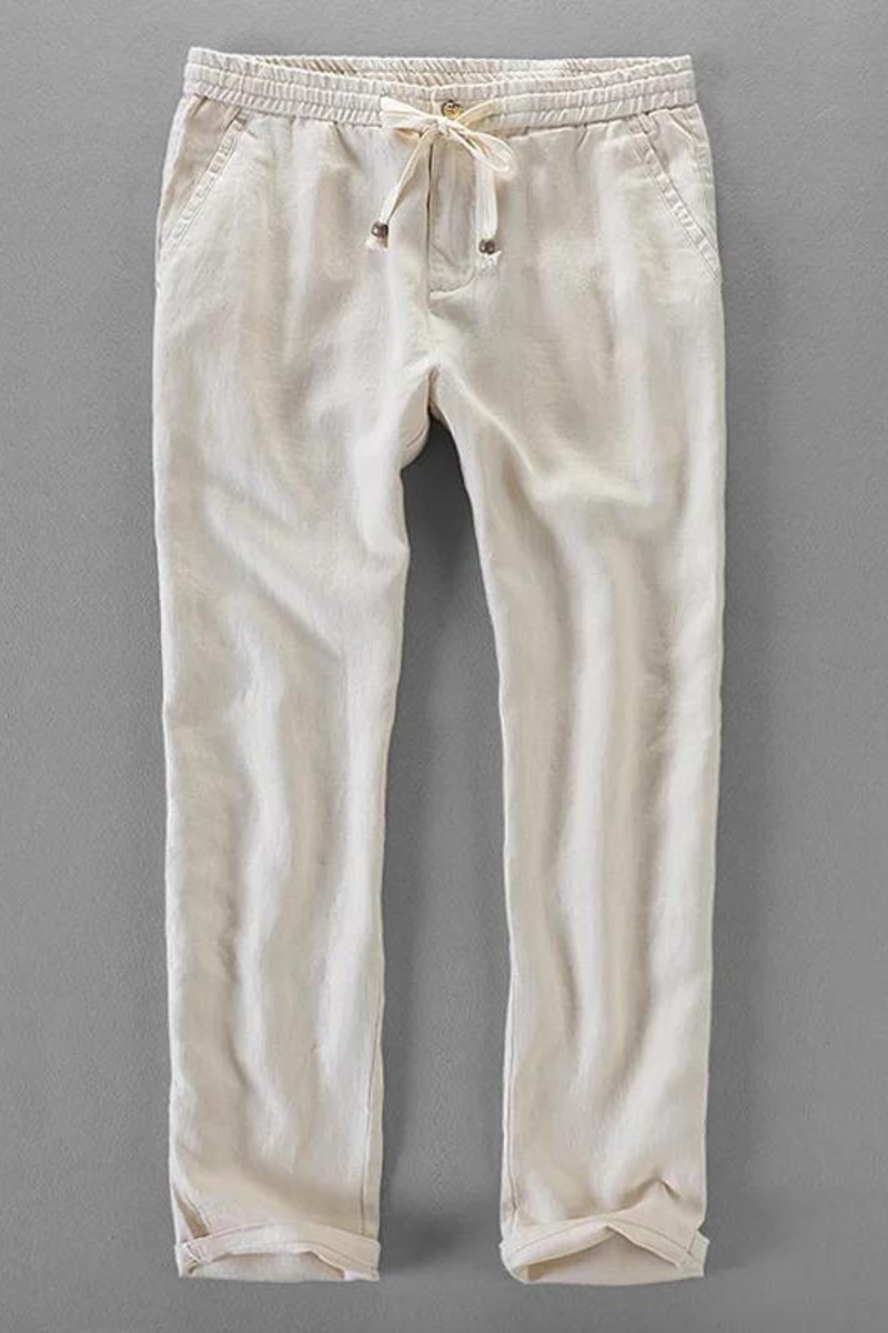 Linen pants men brand straight trousers men casual solid pants mens