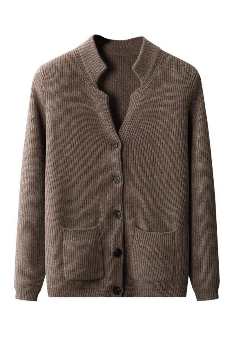 Autumn Winter Men's Cardigan Sweater Cashmere Thickened Pocket Coat Solid