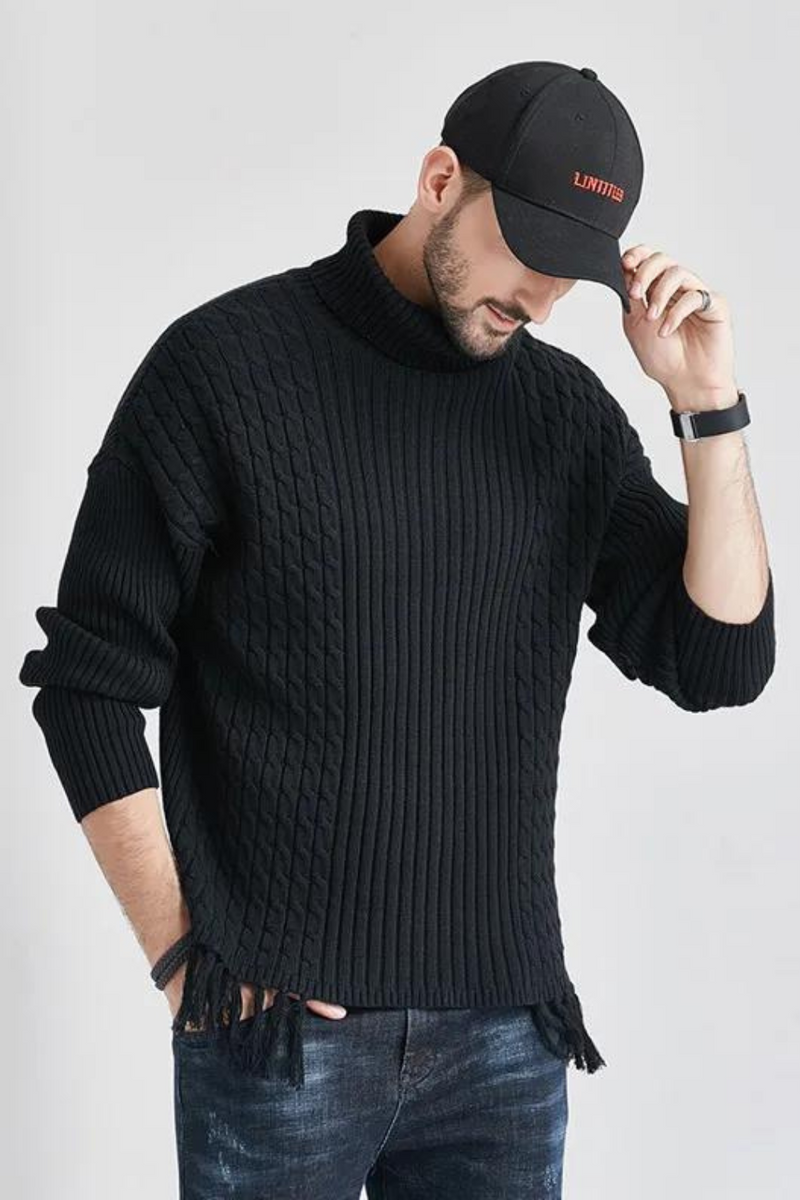 Twist sweater high neck European and American men's long sleeved warm sweater Nice Pop sweater