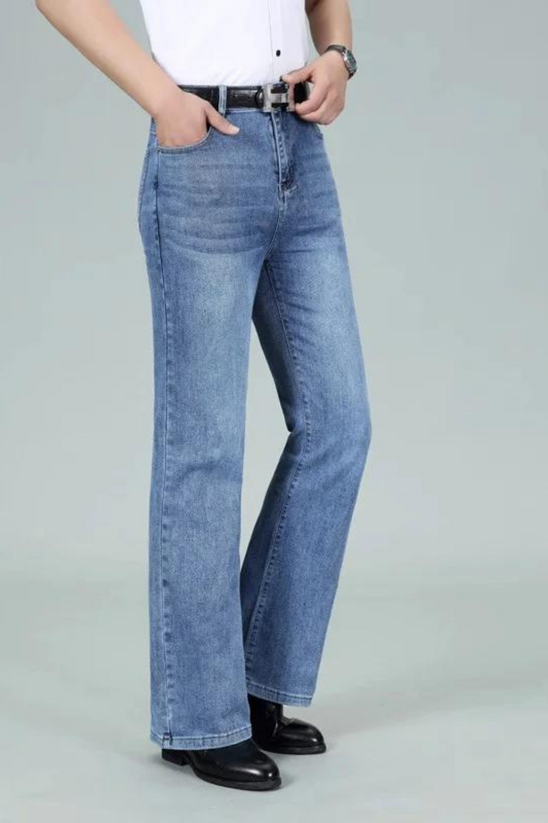 Men's Flared Jeans Boot Cut Leg Flared Classic Denim Jeans Light blue Jeans