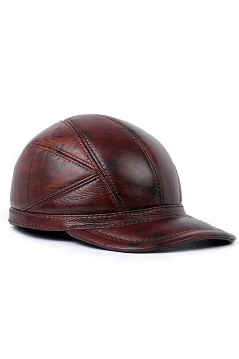 Men's Leather Hat Male Casual Baseball Cap Winter Warm Outdoor Ear Protection Patchwork