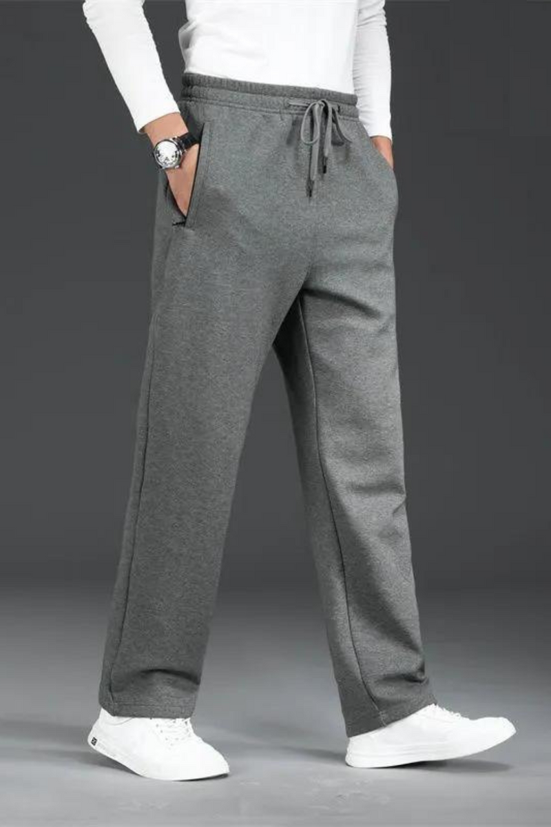 Men's Sports Loose Solid Pure Cotton Sweatpants Spring Autumn Simplicity Man Mid Elastic Waist Pants