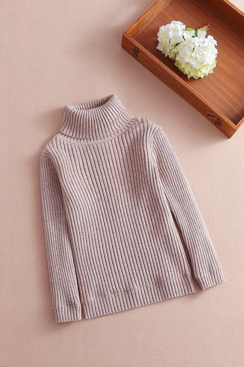 Kids Children Solid Pullover Sweater Autumn Winter Turtleneck Knitted Sweaters Tops Clothing