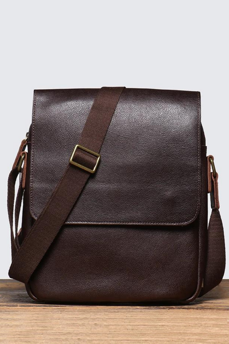 Men's Leather Shoulder Sling Bags Vintage Satchel Bag Vegetable Tanned Leather Crossbody