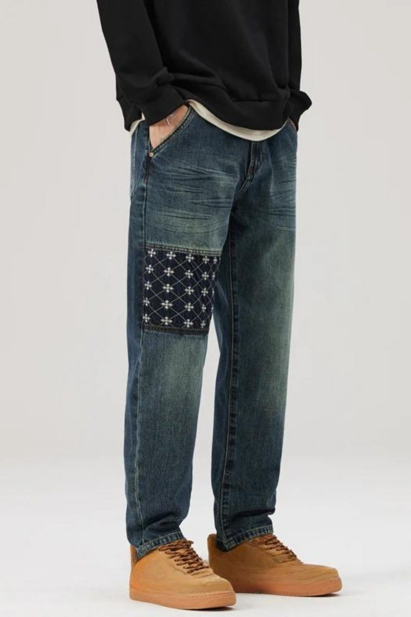 Spring Autumn Retro Loose Jeans for Men Clothing Washed Soft Men Zipper Men Trousers