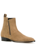 Chelsea Boots Men Genuine Leather Zipper Frosted Leather Pointed Business Formal Boots