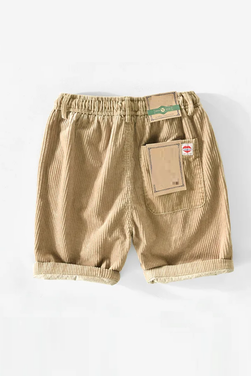 Summer Men Shorts Pure Cotton Comfortable Beach Shorts Corduroy Drawstring Loose Short