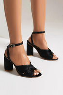 Design Women Sandals Peep Toe Block Heels 10cm Buckle Strap Female Summer Shoes