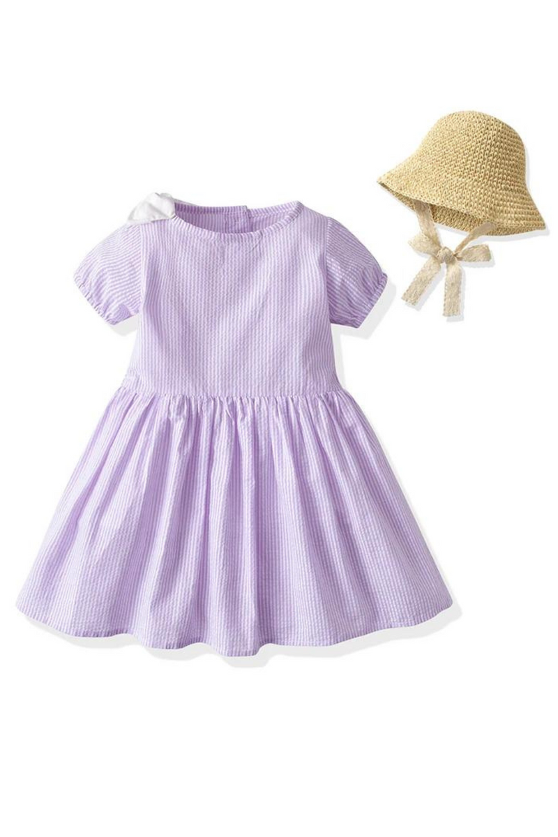 Toddler Girl Dresses Summer Children Short Sleeve Girls Dress Little Girls Clothes with Hat