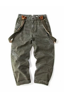 Cotton Washed Canvas Overalls - Durable Loose Straight Men's Lumberjack Casual Pants