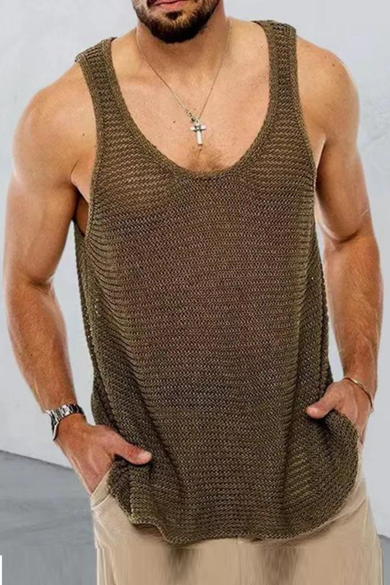 Summer Men Knitted Casual Sleeveless Shirt Man Basketball Tops Slim Sport Vest Singlets Male Clothes