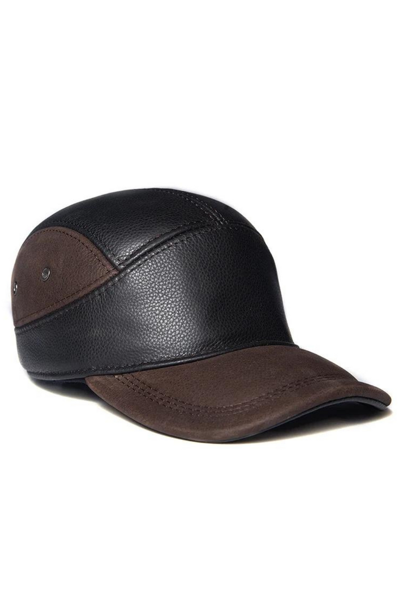Men Cap Distressed Splice First Layer Leather Baseball Cap Peaked Hats
