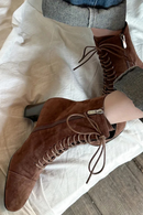 Autumn Side zipper Short boots Round toe Cross tied heels Modern Women's Boots