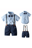Baby Boys Gentleman Suit Summer 3-24 Months Infant Clothes Striped Shirt Suspender Shorts Boy Birthday Formal Wear