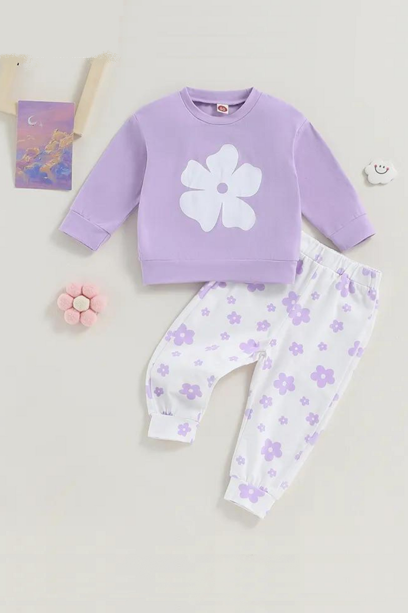 Toddler Girls Fall Outfit Floral Long Sleeve Sweatshirt Long Pants Cute Infant Outfit