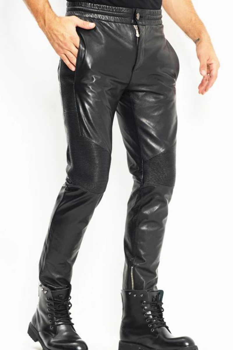 Men's Leather Pant Biker Pants Punk Rock Pants Tight Gothic Leather Pants Slick Smooth Shiny Trousers