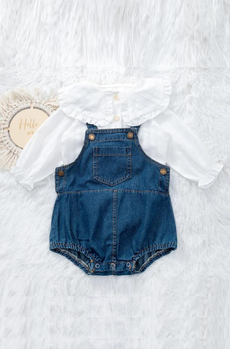 Sweet Outfit for Infant Girl Leisure Suit Baby Spring Boutique Clothing Set Shirt Overalls Set Wear