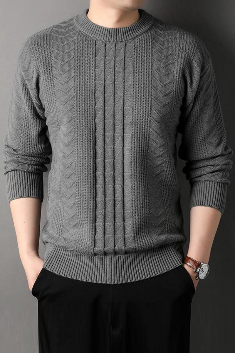 Autumn Winter Knitted Men's Casual Sweater Round Neck Twists Weaving Pullover Men Warm Sweater