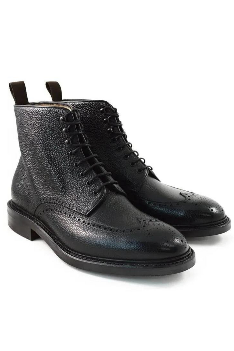 Brogue Lace Up Winter Men Boots Shoes Add Velvet Work Boots Genuine Leather Designer Men Shoes Non-Slip