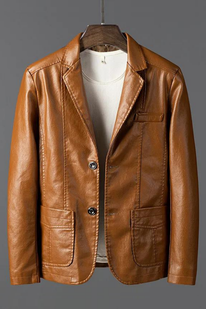 Autumn and winter leather men's trend handsome slim Blazer business coat leisure motorcycle leather Blazer