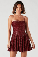 Elegant Evening Dresses Women Sequin Sleeveless Red Sexy Mini Dress Party Night Club Outfits Robe