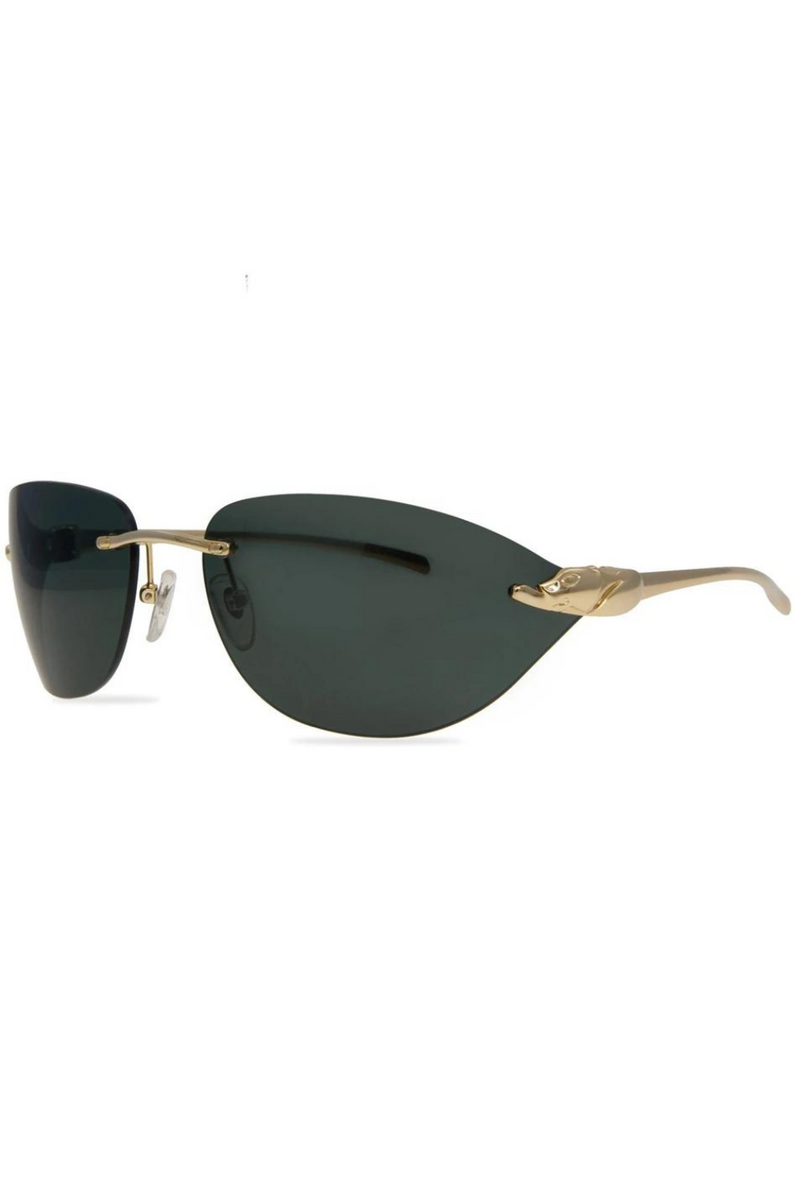 Rimless Sunglasses Rimless Leopard Designer Sun Glasses for Men Black Brown Oval Curved Shades