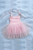 Baby Girl Princess Pearl Strap Layered Tutu Dress Child Vintage Wedding Pageant Birthday Baby Clothes 1-10Y