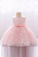 Baby Girls Dresses Long Sleeve Bow Birthday Gown Infant Party Pearl Princess Baptism Toddler