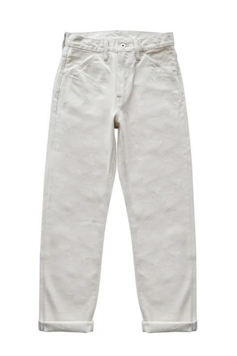 Men Jeans Selvedge Denim White Jeans Regular Fit High rise  14 Oz