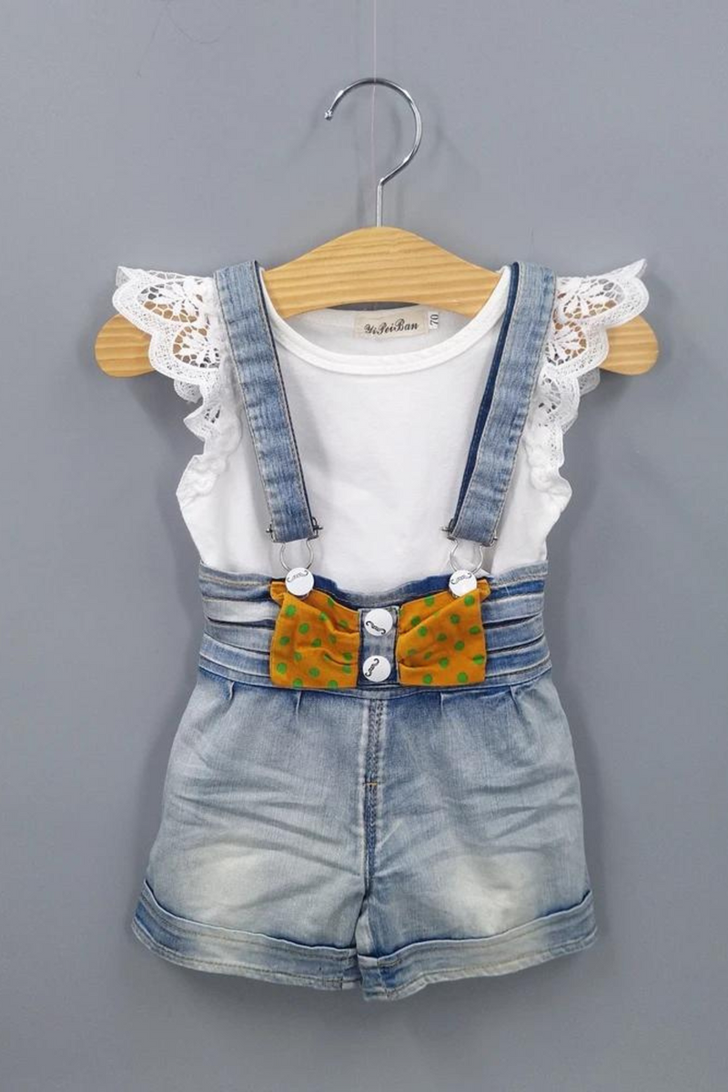 Baby Girl Overalls Summer Baby Clothing Sets Babe Girls Rompers With Cotton T Shirt Bow Suspender Shorts Infant Clothes