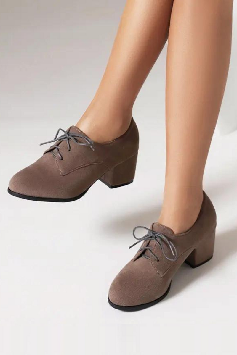 Women Pumps Round Toe Block Heels Flock Suede Office Lady Casual Female Shoes