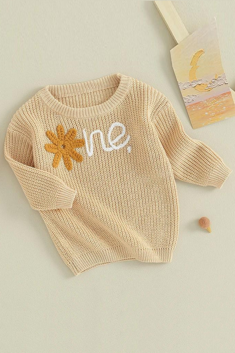 Baby Girl Sweater Autumn Winter Clothes Flower Long Sleeve Round Neck Knitwear Pullover