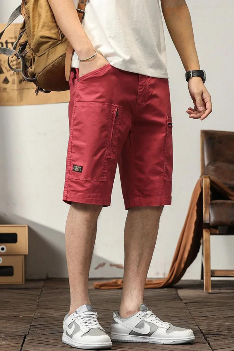 Men Cargo Shorts Summer Cotton Casual Shorts Men Solid Sports Shorts Pockets Zipper
