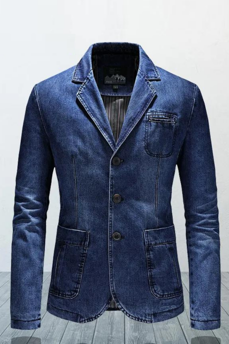 Men's Denim Blazers Male Coat Oversized Spring Autumn Casual Blazer Men Clothing Outerwear Jacket