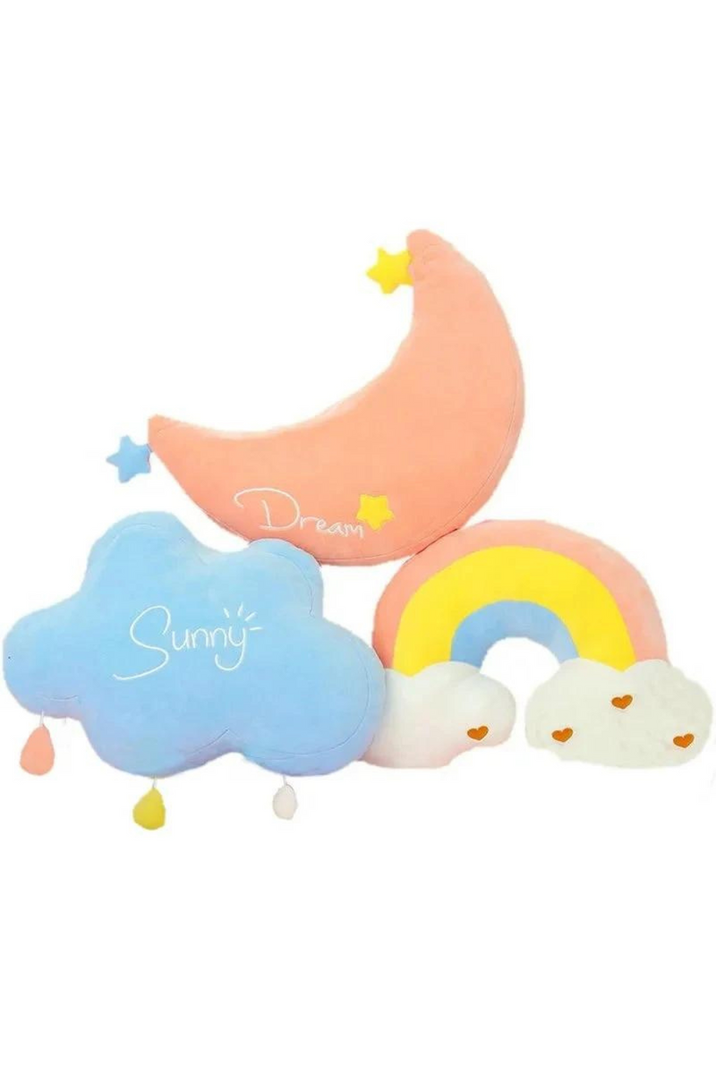 Baby Room Decor Cloud Rainbow Moon Drops Throe pillow Stuffed plush Girly Plushie Rainbow Pillow Sofa Cushion soft gift for girl