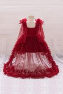 Baby Dress Girls Trailing Party Dresses Girl Embroidery Clothes Infant Evening Princess Gown Toddler Summer