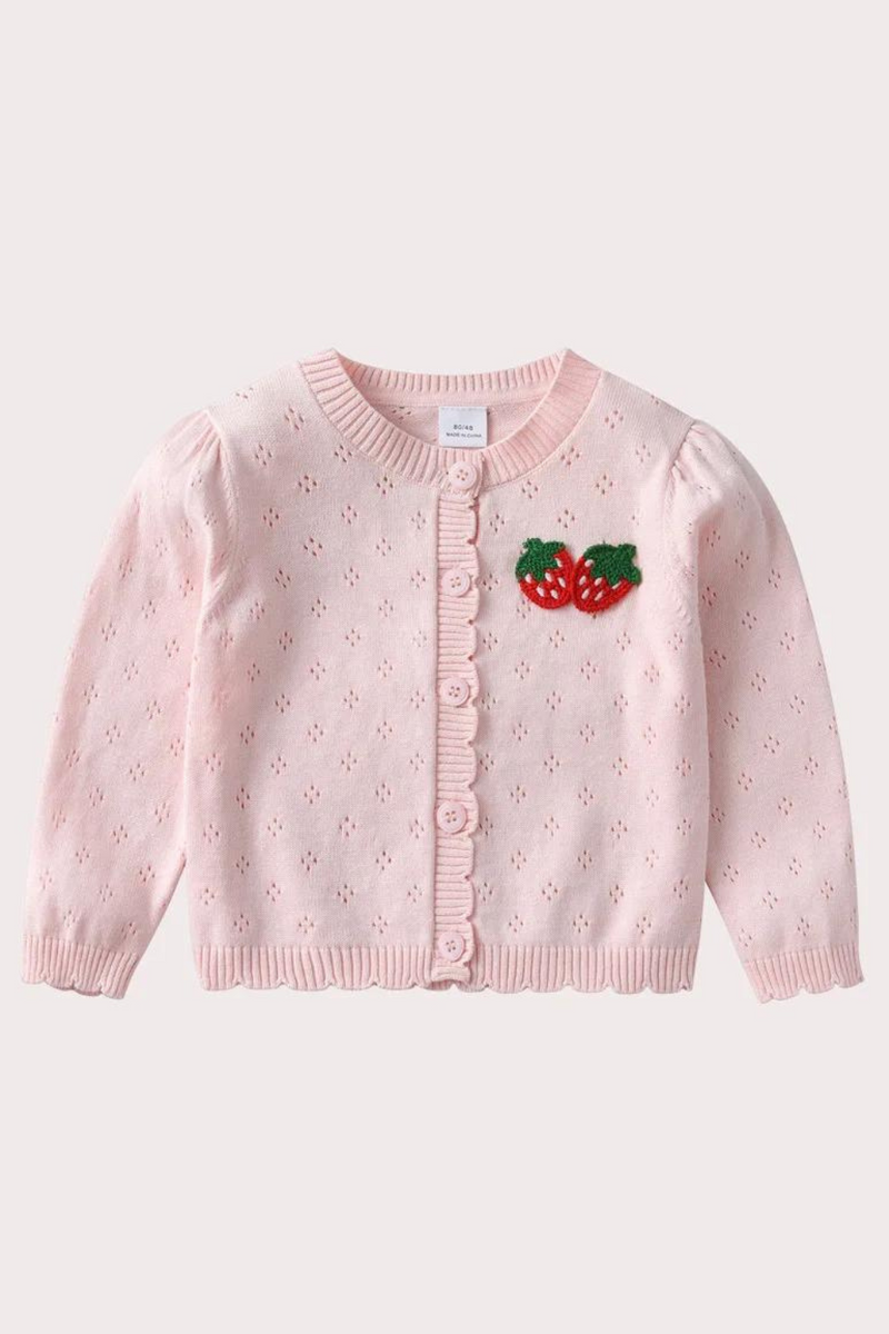 Baby Sweater Women Treasure Long Sleeve Pure Cotton Knitting Cardigan Strawberry Princess Infant Sweater