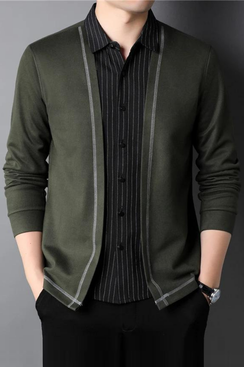 Spring and Autumn Men Sweater  Smart Casual Shirts Square Collar Knitted Sweater