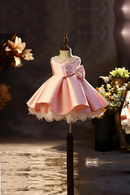 Baby Clothing Bow Beading Design Birthday Party Ball Gown Girls Christening Princess Dresses