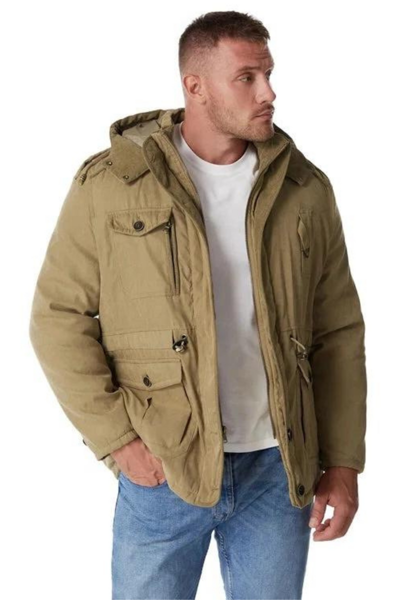 Winter men's jacket Large hooded down jacket casual mid length jacket