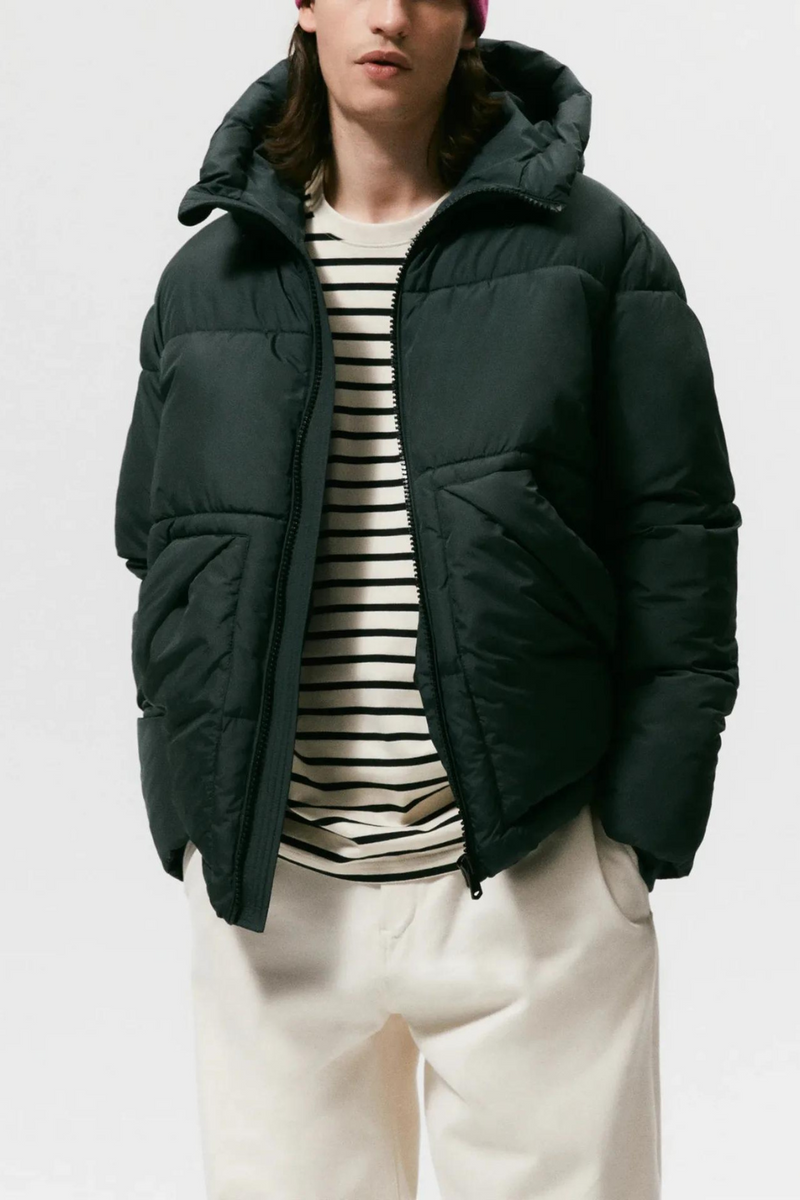 Winter Warm Hooded Cotton Jacket Men's Casual Windproof Cuff Design Men's Jacket